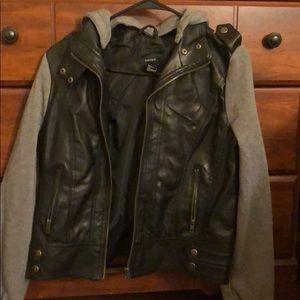 Forever 21 Leather Hooded Jacket